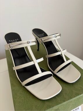 GUCCI Patent Leather Horsebit Strap High Heel Sandals NEW Size 40 / US 10